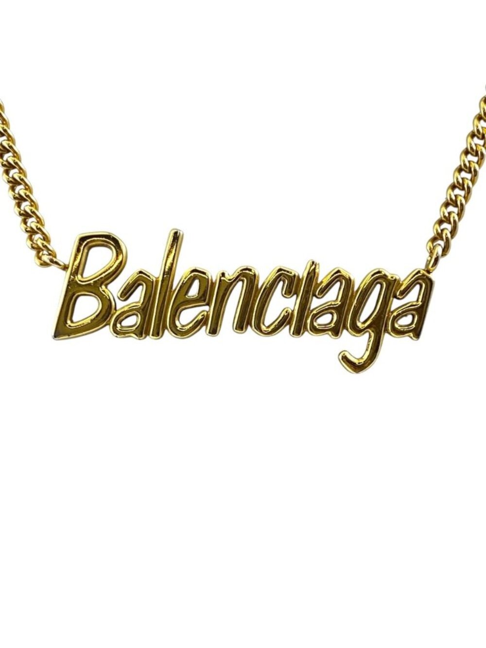 Balenciaga Typo Logo Pendant Metal Gold Daily Practical